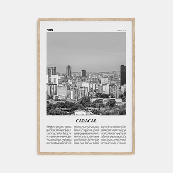 Caracas Black and White Travel Poster, Venezuela