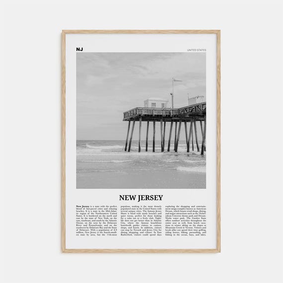 New Jersey Black and White Travel Poster, Photo Print