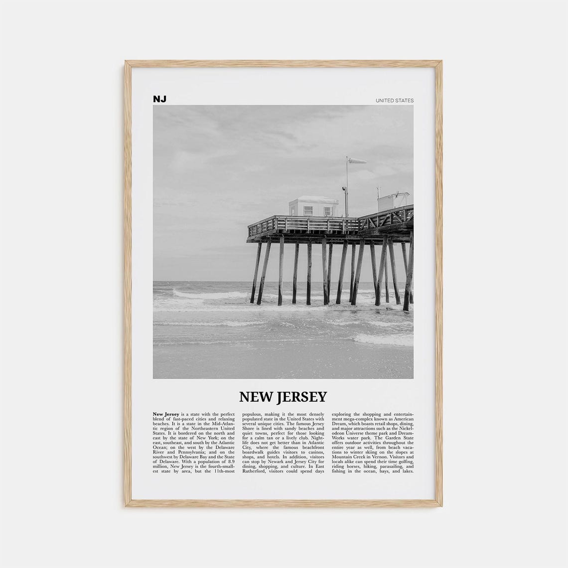 New Jersey Black and White Travel Poster, Photo Print
