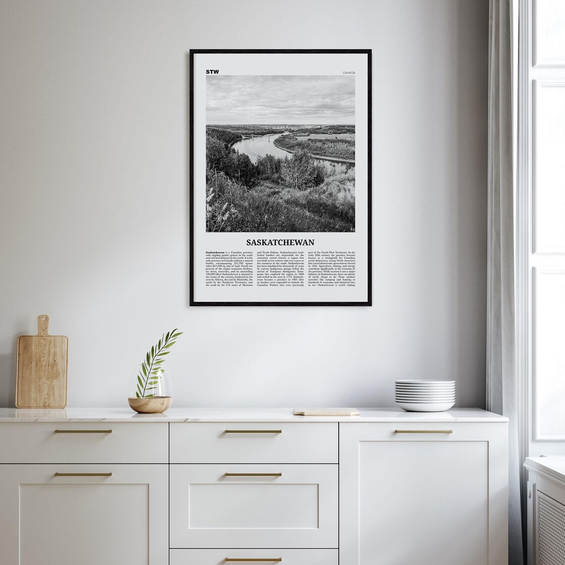Saskatchewan Black and White Travel Poster Print - Image 2
