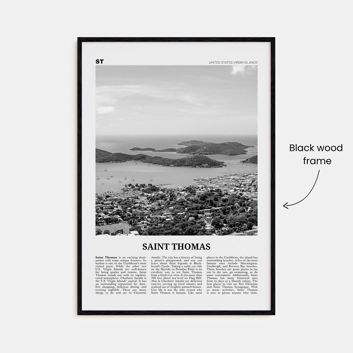 Saint Thomas Black And White Travel Poster - Image 3