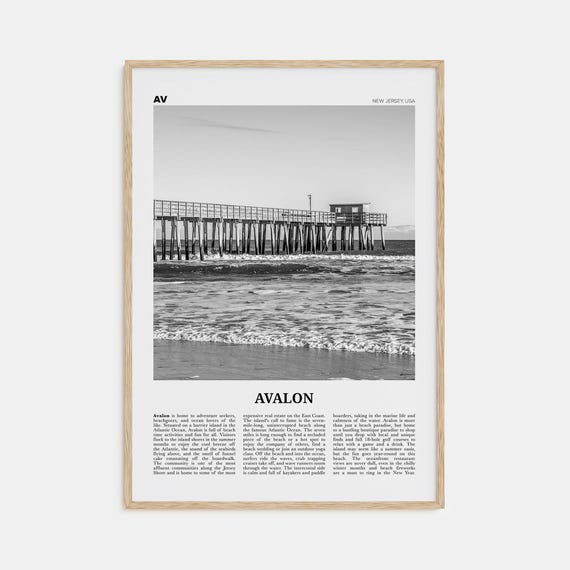 Avalon Black and White Travel Poster, New Jersey