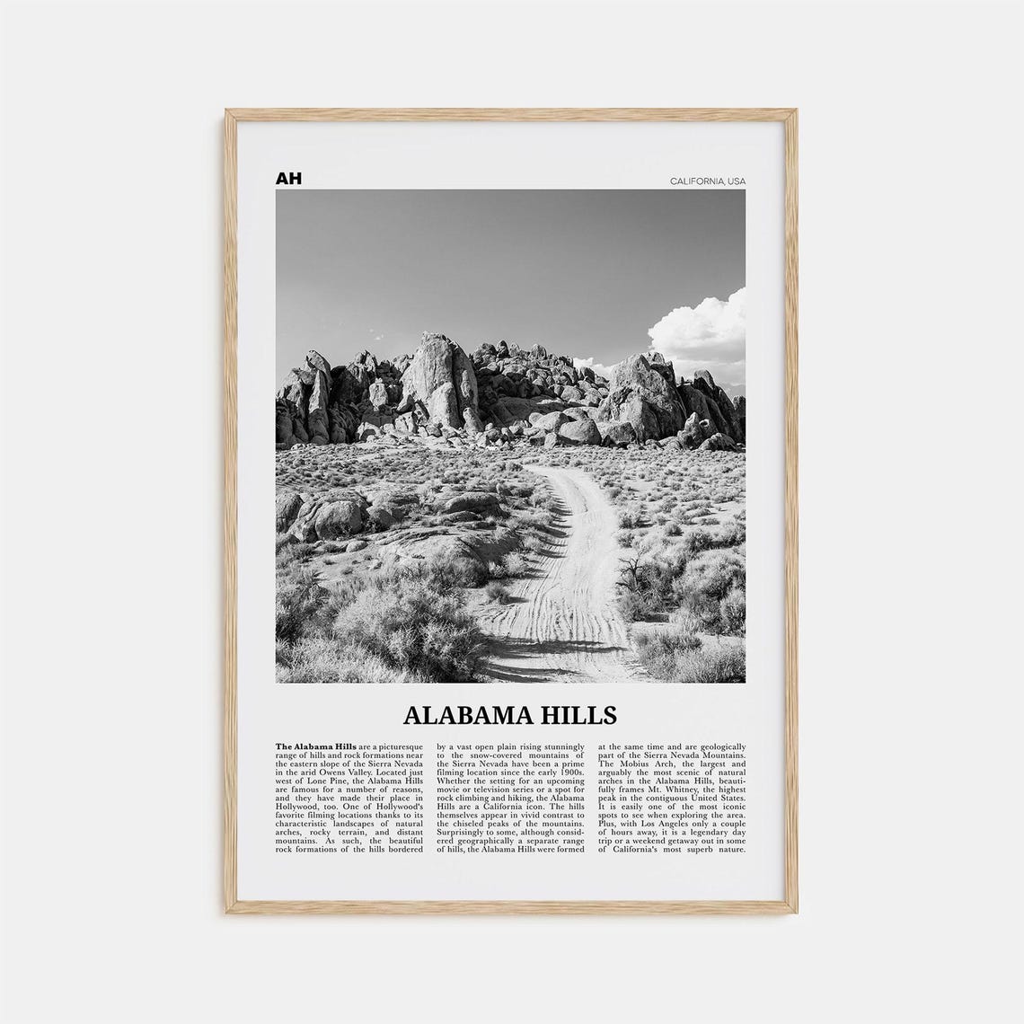 Alabama Hills Print Black And White Alabama Hills Wall Art Alabama Hills Poster Alabama Hills Photo Alabama Hills Wall Dcor California