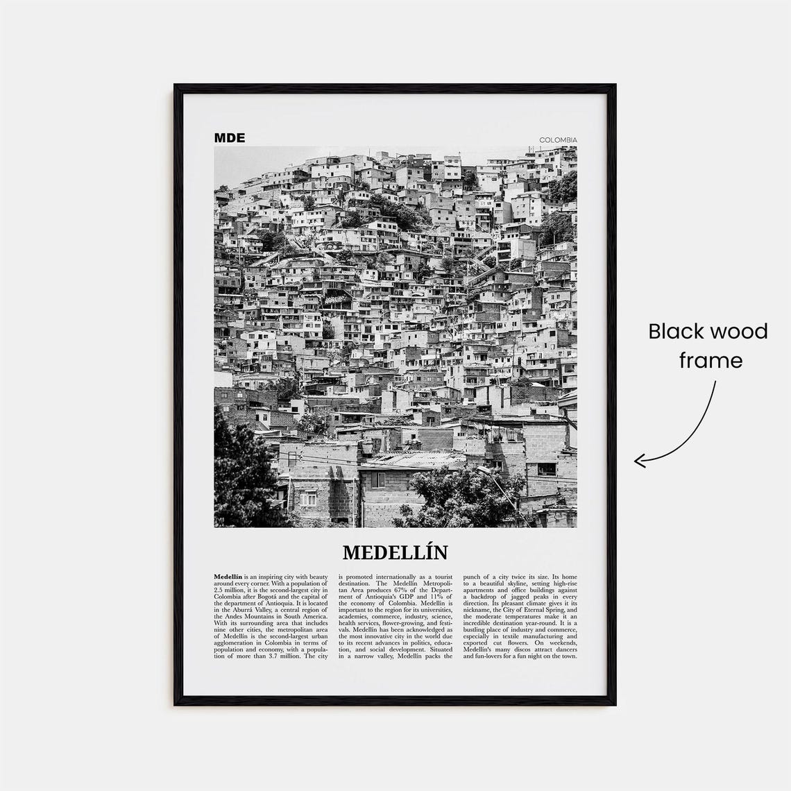 Medellin Print Black And White No 2 Medelln Wall Art Medelln Poster Medelln Photo Medelln Wall Decor Medellin Colombia America - Image 3