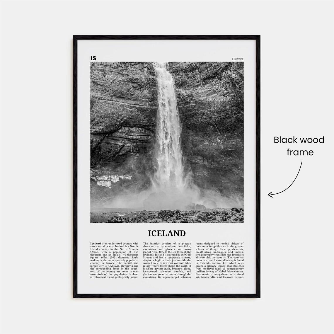 Iceland Black and White No. 1 Europe Travel Poster - Image 3