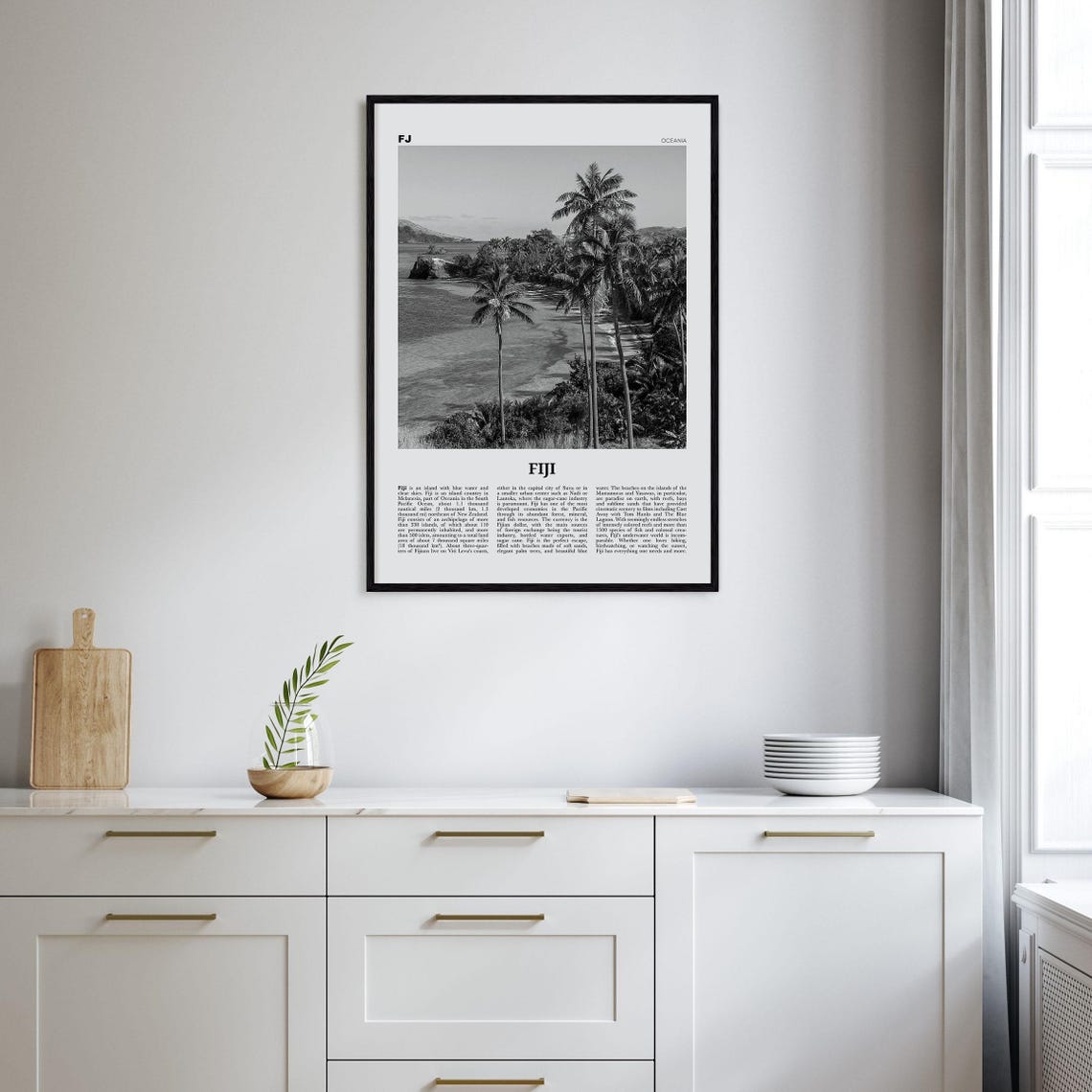 Fiji Black and White Travel Poster, Suva - Image 2