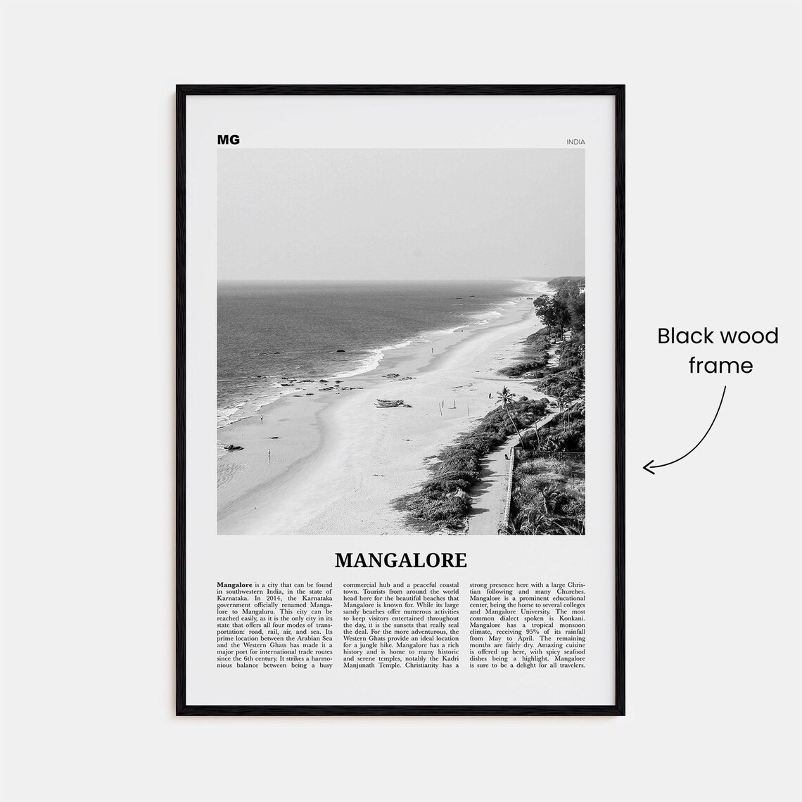 Mangalore Black And White Travel Poster, India - Image 3