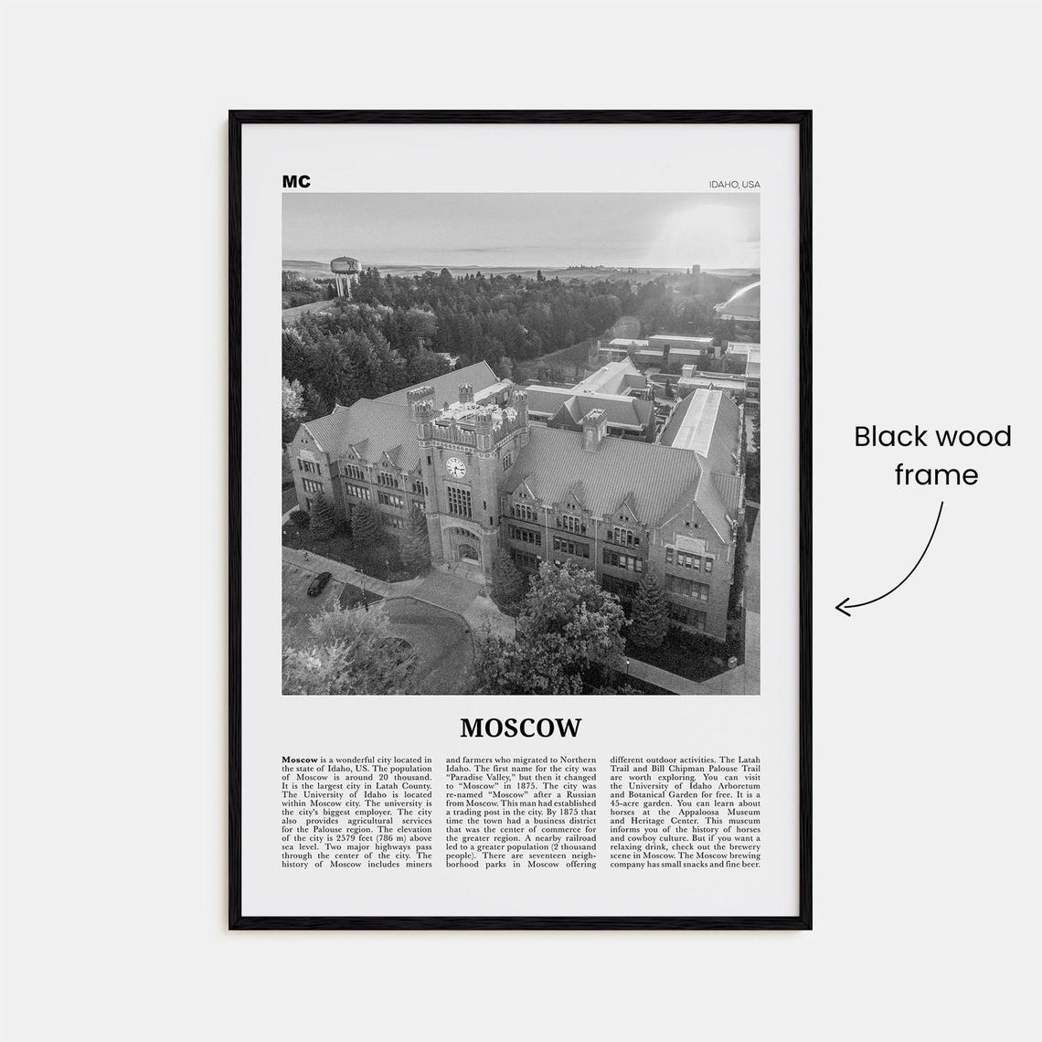 Moscow Print Black And White Idaho Moscow Wall Art Moscow Poster Moscow Photo Moscow Wall Dcor Moscow Map Usa United States - Image 3