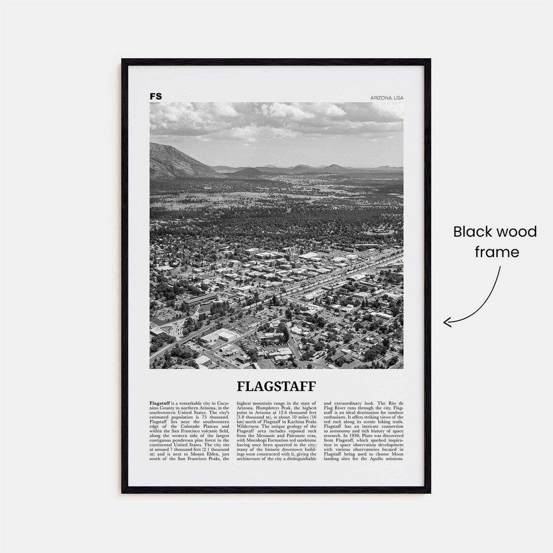 Flagstaff Black and White Travel Poster, Arizona - Image 3