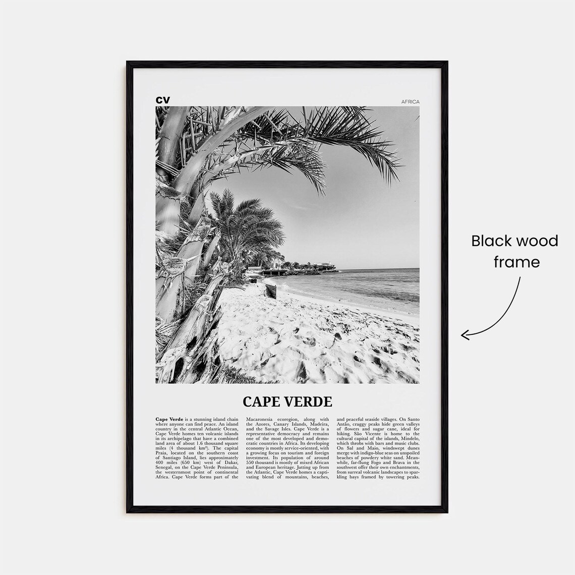 Cape Verde No. 1 Black and White Travel Poster - Image 3