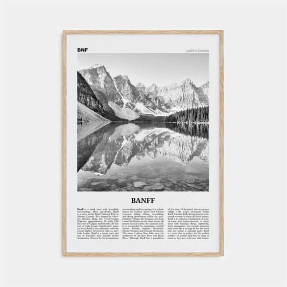 Banff Black and White Travel Poster, Alberta Canada