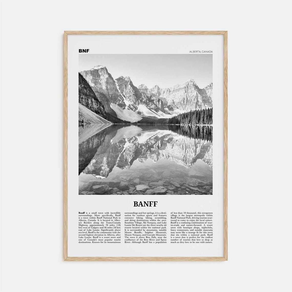 Banff Black and White Travel Poster, Alberta Canada