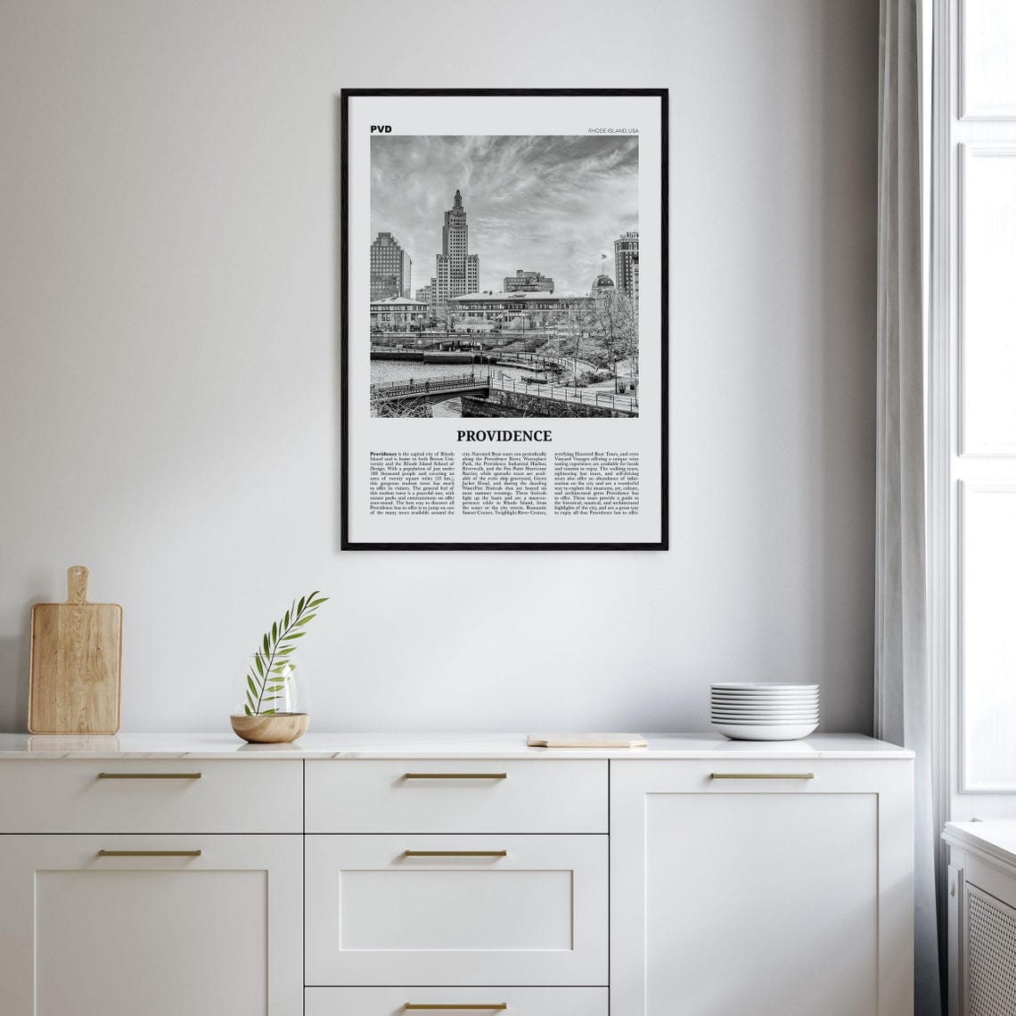 Providence Black and White Travel Poster, Rhode Island - Image 2