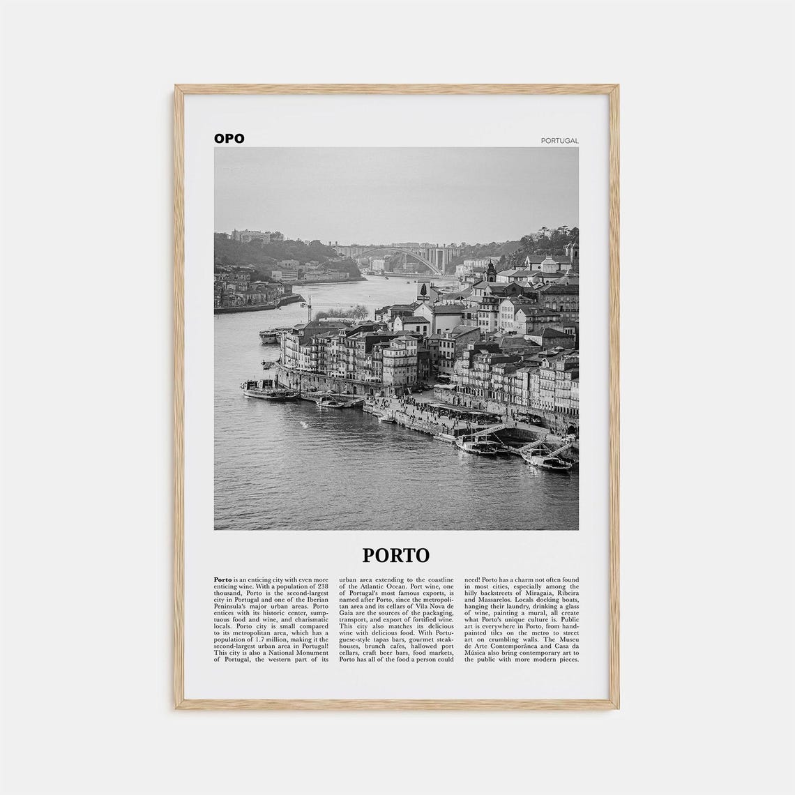 Porto Black and White Travel Poster, Portugal
