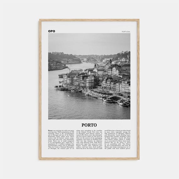 Porto Black and White Travel Poster, Portugal