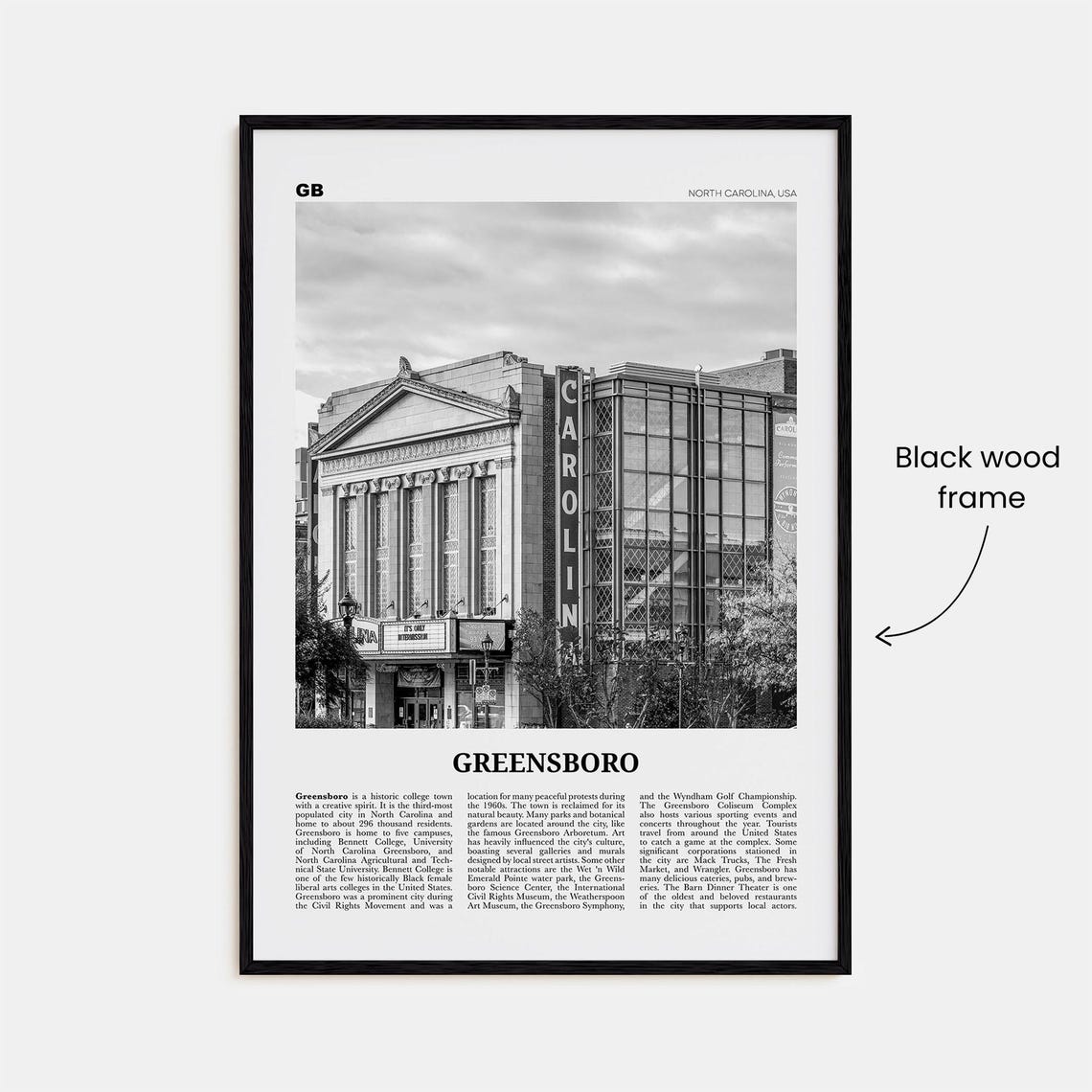 Greensboro Print Black And White No 2 Greensboro Wall Art Greensboro Poster Greensboro Photo North Carolina Usa United States - Image 3