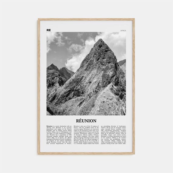 Reunion Black and White Travel Poster, Africa