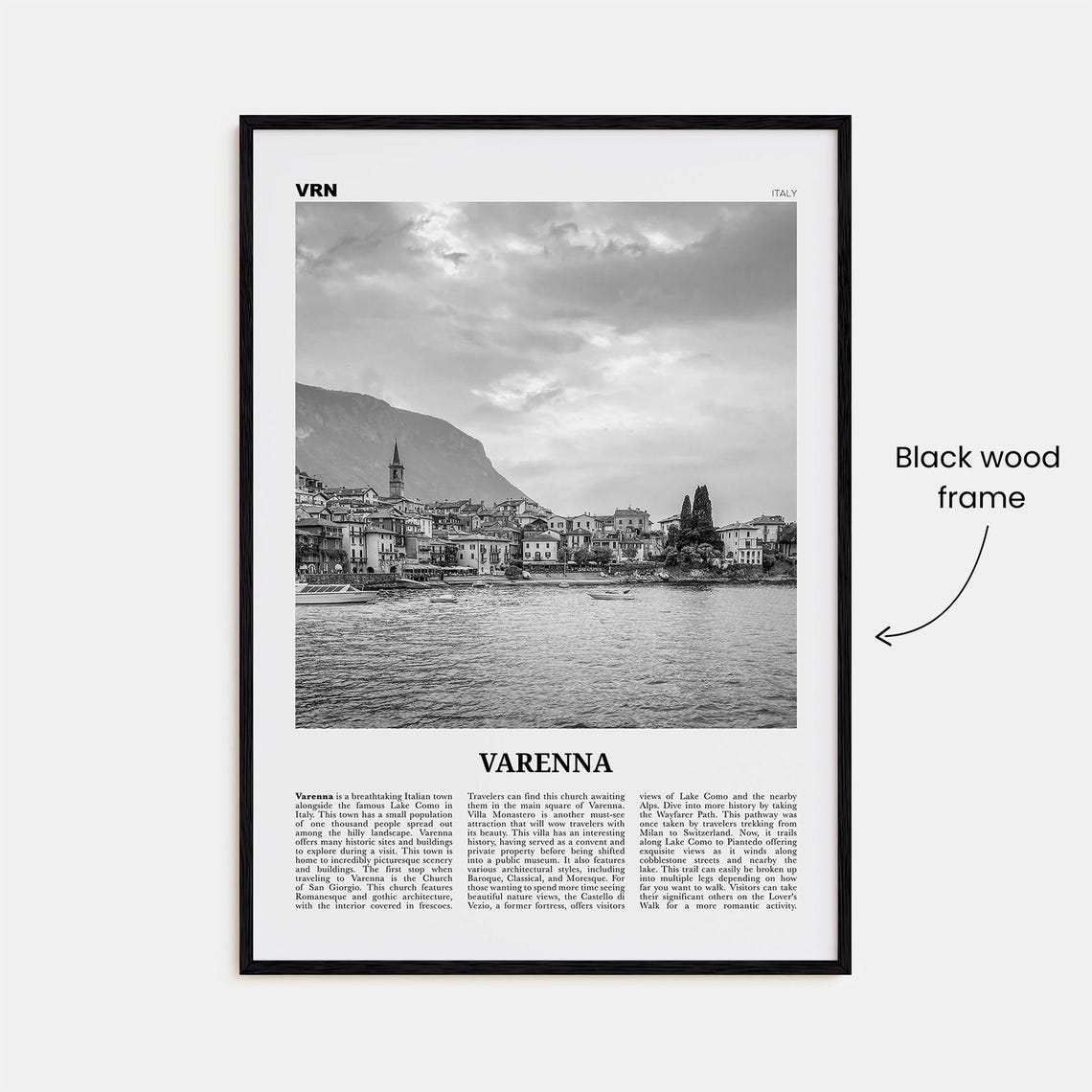 Varenna Print Black And White Varenna Wall Art Varenna Poster Varenna Photo Varenna Wall Dcor Varenna Map Italy - Image 3