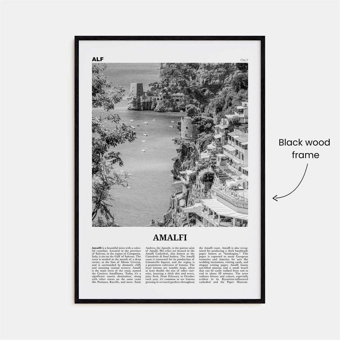 Amalfi Print Black And White No 2 Amalfi Wall Art Amalfi Poster Amalfi Photo Amalfi Wall Decor City Print Italy Amalfitana Italia - Image 3