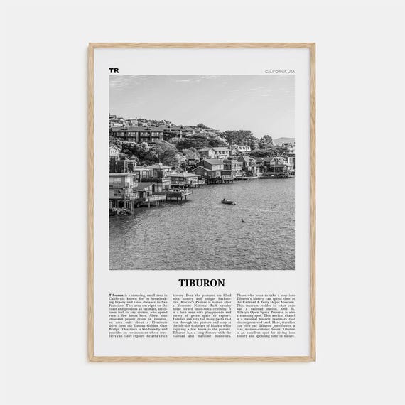 Tiburon, California Travel Map Poster Art Print