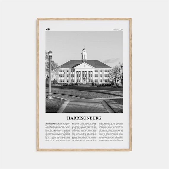 Harrisonburg Black And White Map Travel Poster