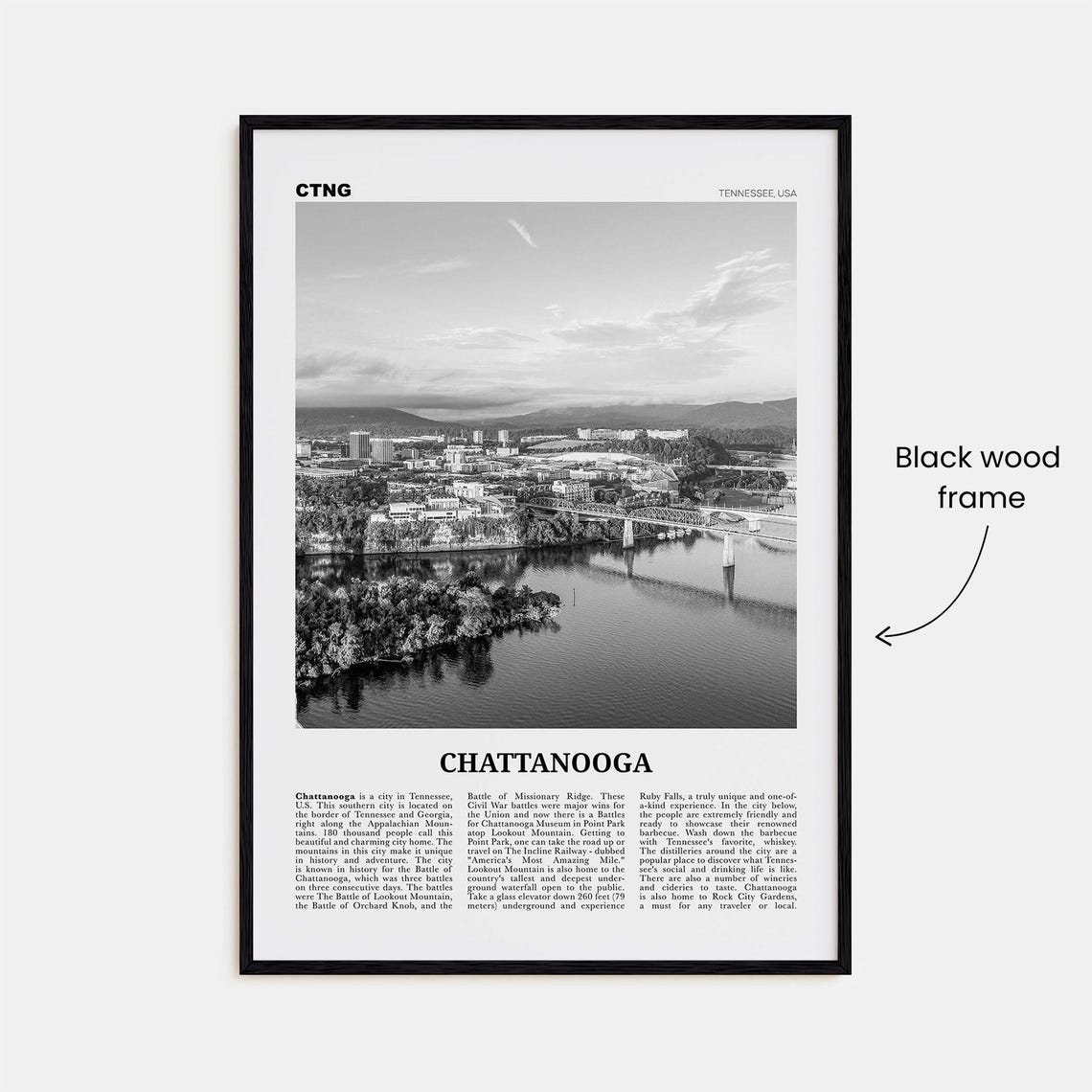 Chattanooga Black and White No. 1 Travel Poster - Image 3