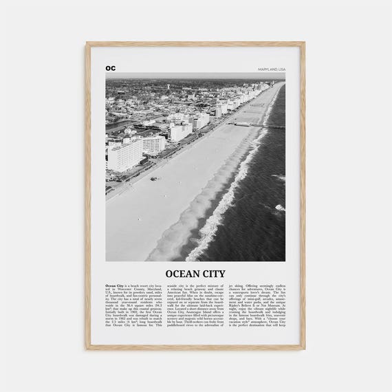 Ocean City, Maryland Black and White Travel Poster