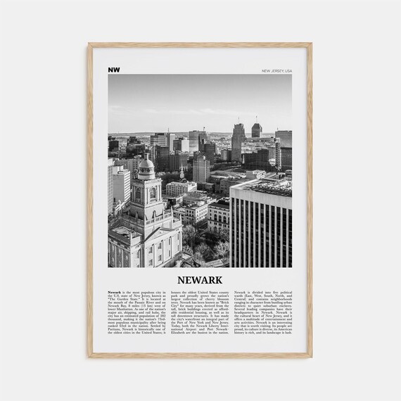 Newark Black and White Travel Poster, New Jersey
