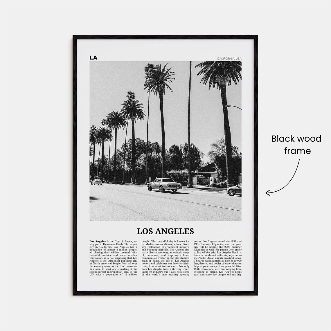 Los Angeles No. 2 Black and White Travel Poster - Image 3