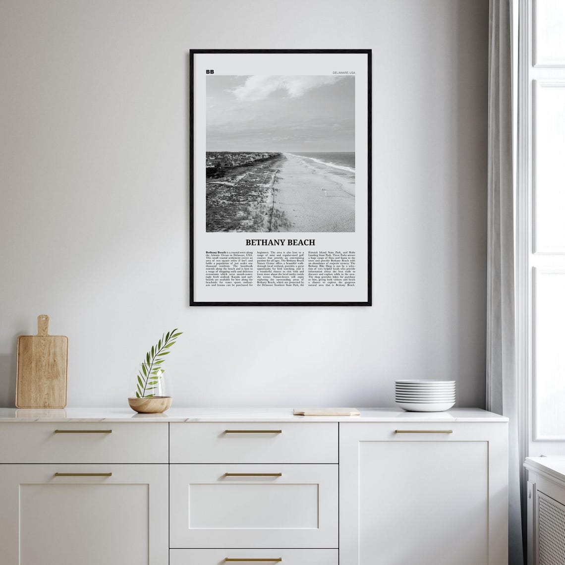 Bethany Beach Black And White Travel Poster, Delaware - Image 2