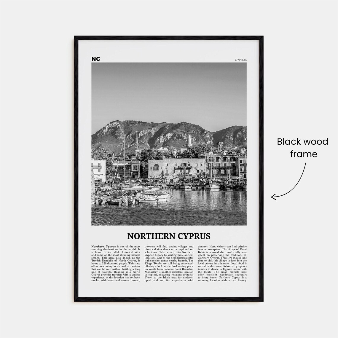 Northern Cyprus Black And White Travel Poster - Image 3