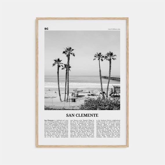 San Clemente California Black and White No. 1 Travel Poster