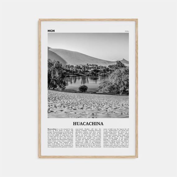 Huacachina Black and White Travel Poster, Peru