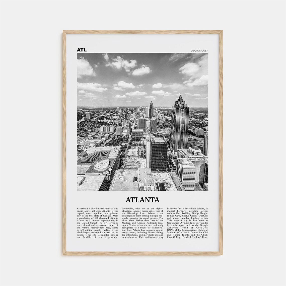 Atlanta Print Black And White No 4 Atlanta Wall Art Atlanta Poster Atlanta Photo Atlanta Georgia Usa United States North America