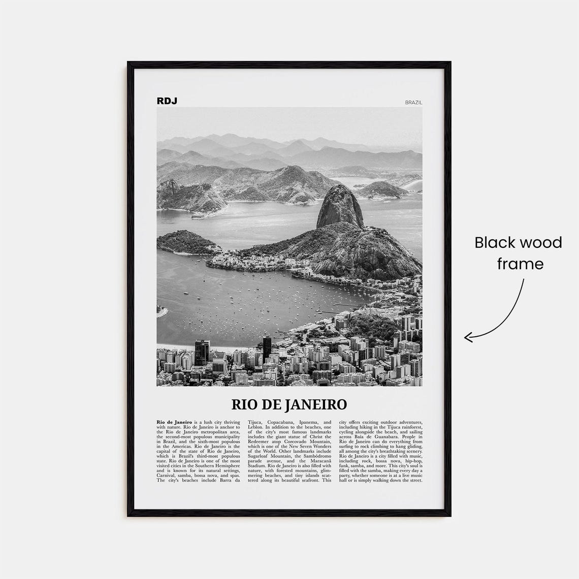 Rio De Janeiro Black And White Travel Poster - Image 3