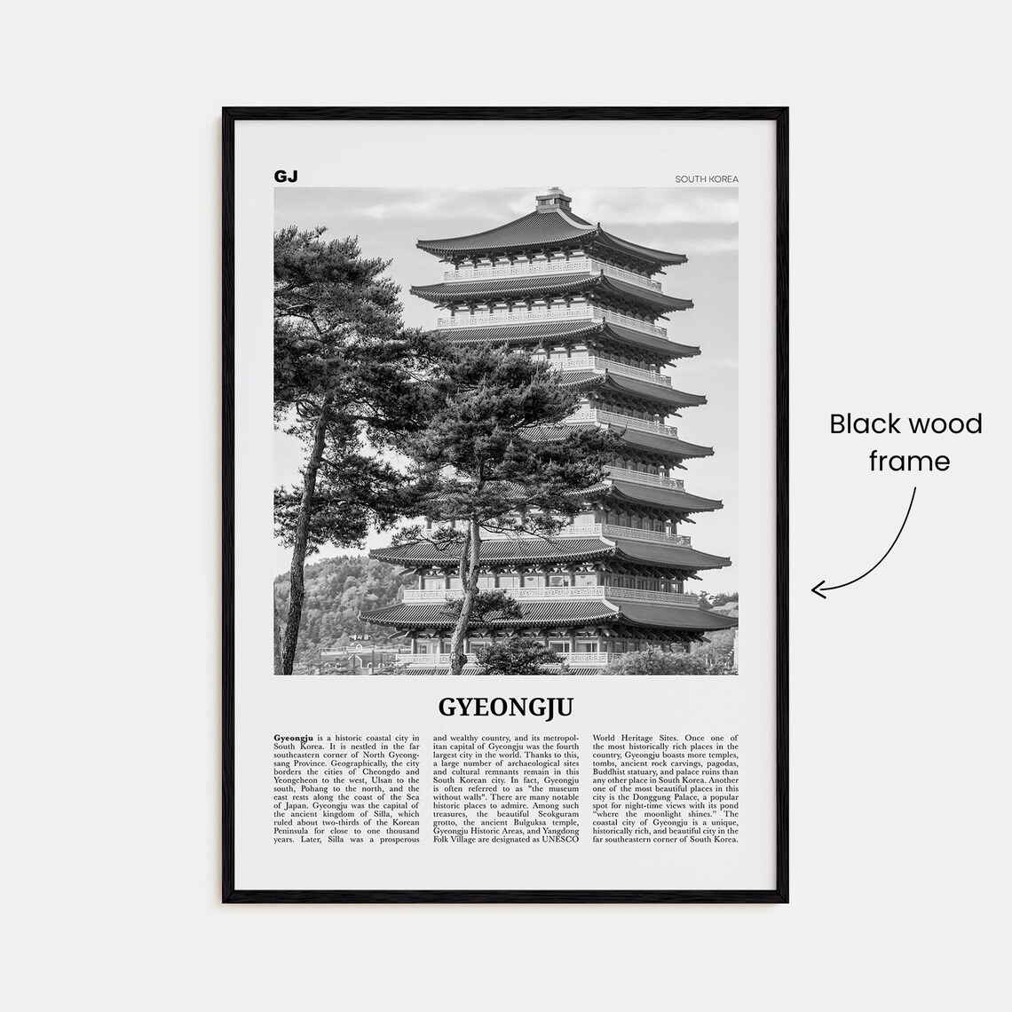 Gyeongju Black-and-White Travel Poster, South Korea - Image 3