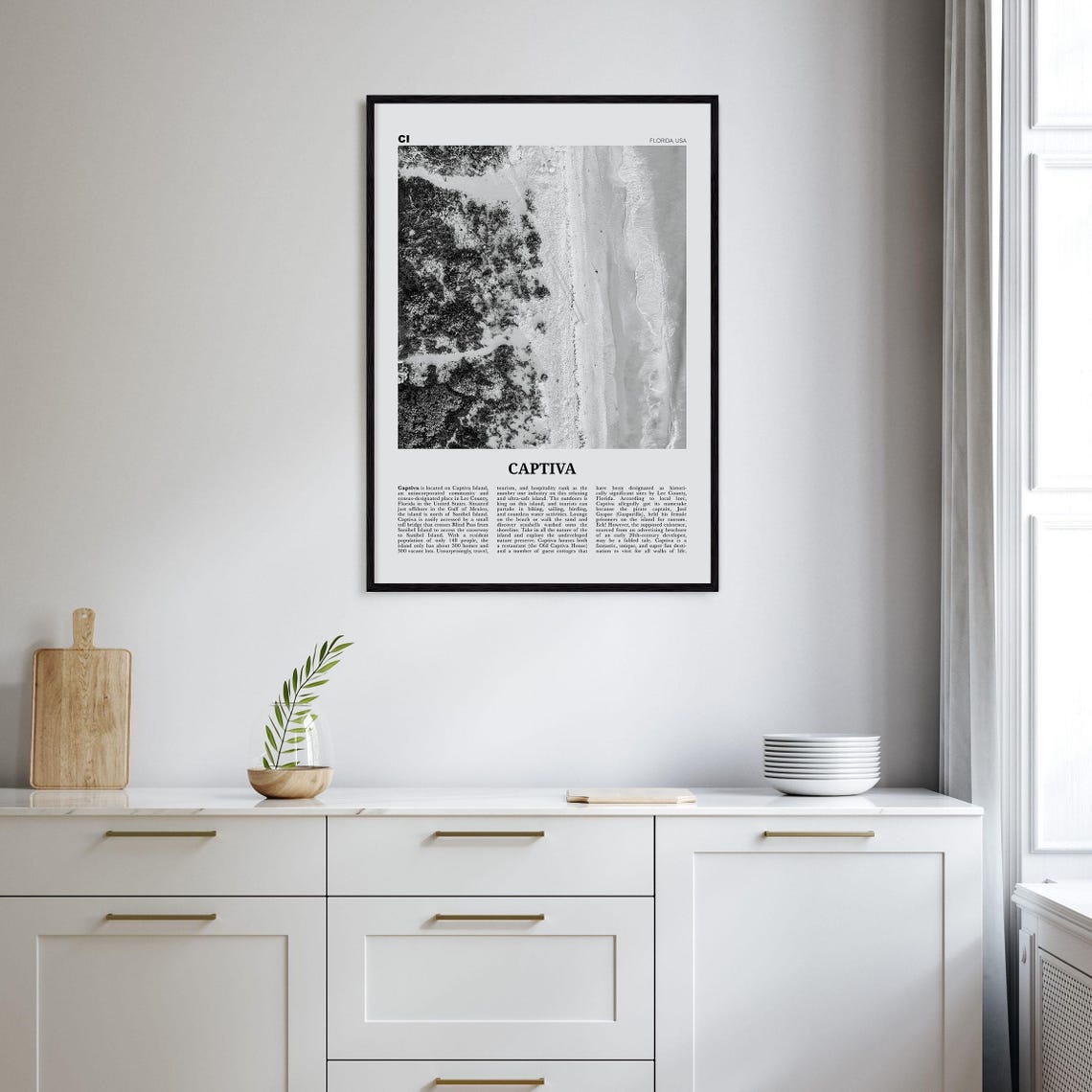 Captiva Island Black and White Travel Poster - Image 2