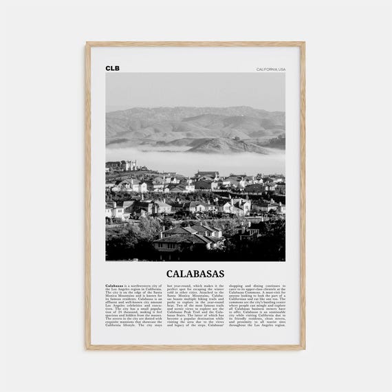 Calabasas Black and White Travel Poster, California