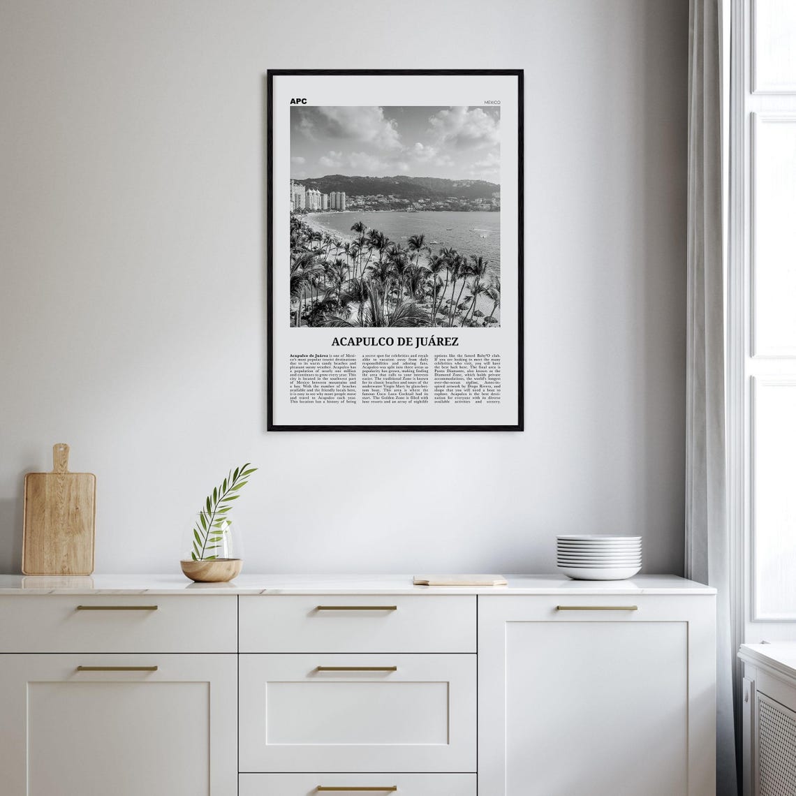 Acapulco De Juarez Black and White Travel Poster - Image 2