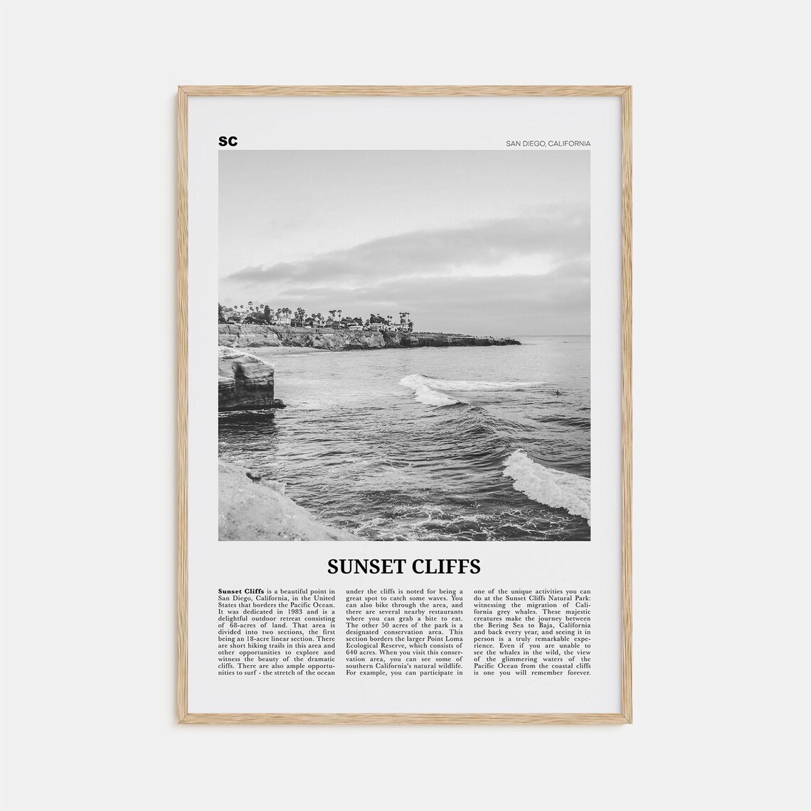 Sunset Cliffs, San Diego California Travel Poster
