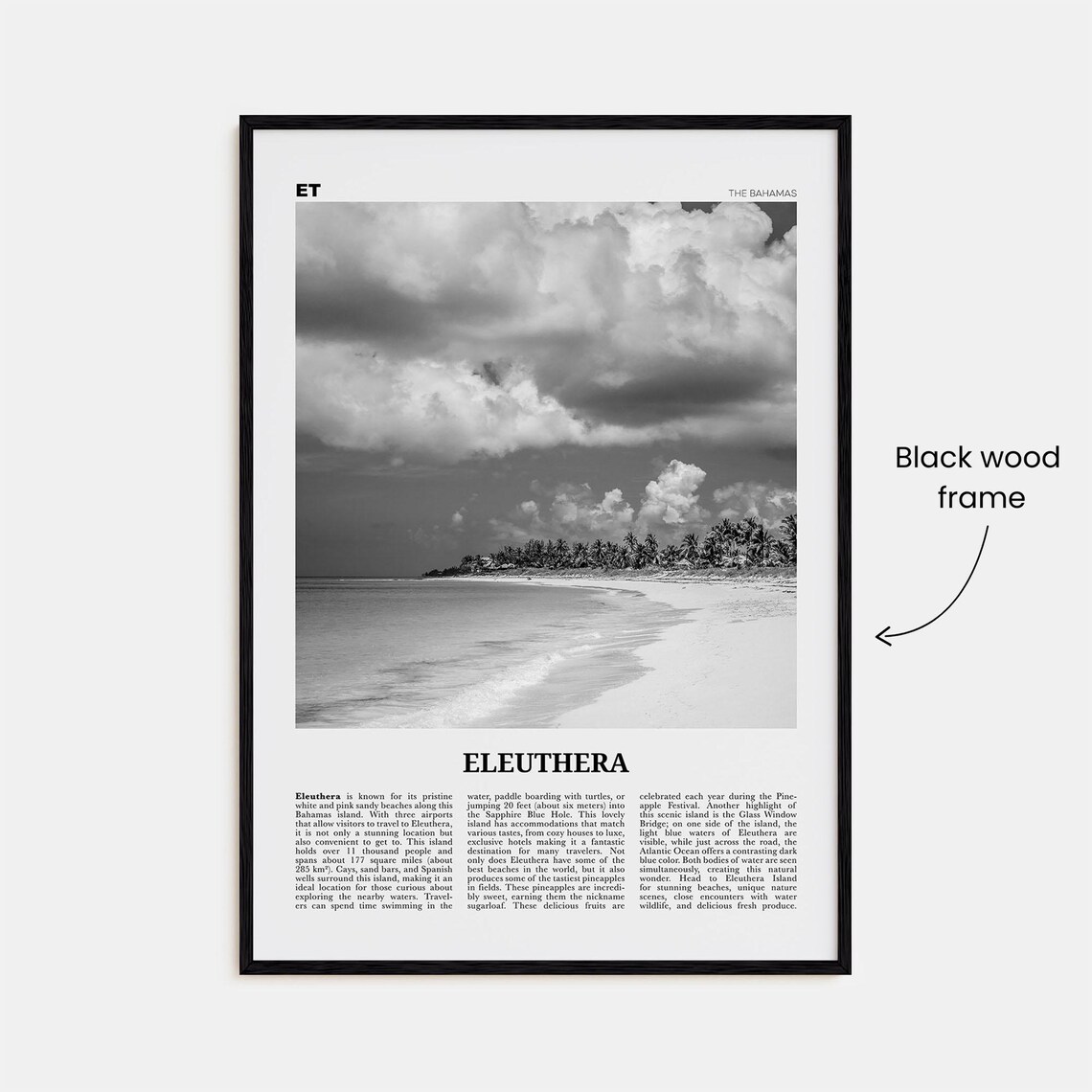 Eleuthera Black and White Travel Poster, Bahamas - Image 3