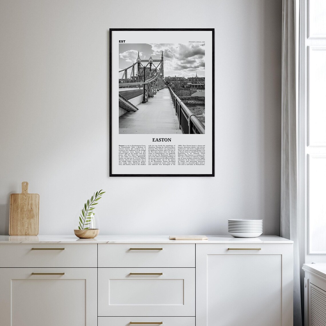 Easton Pennsylvania Map, Black and White Travel Poster - Image 2