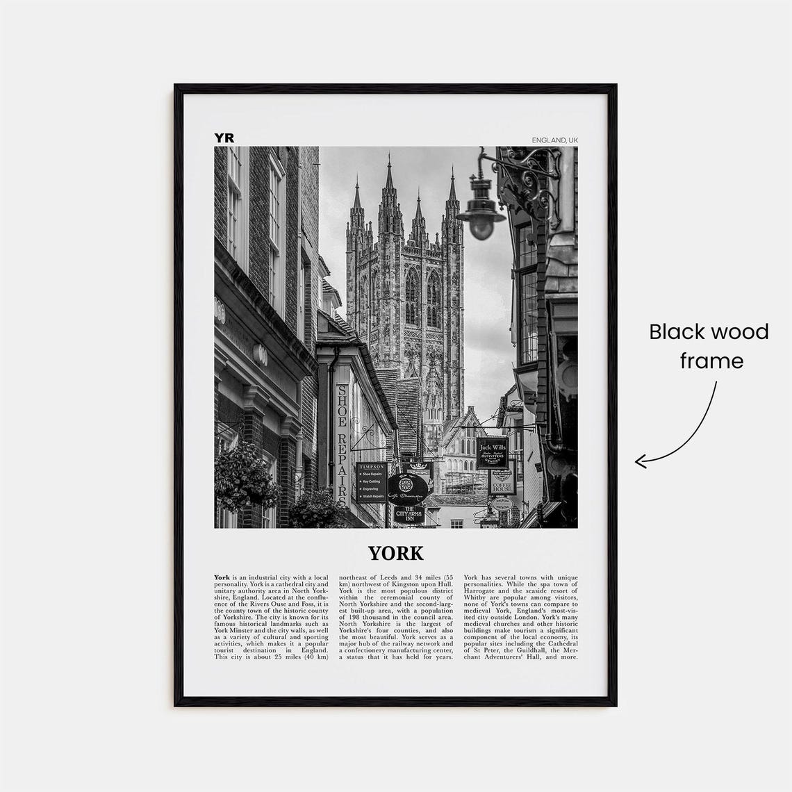 York Black and White Travel Poster, England UK - Image 3