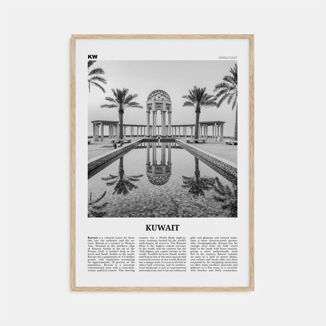 Kuwait Black And White Travel Poster, Middle East
