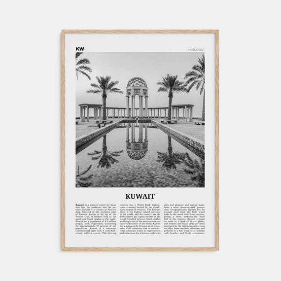 Kuwait Black And White Travel Poster, Middle East