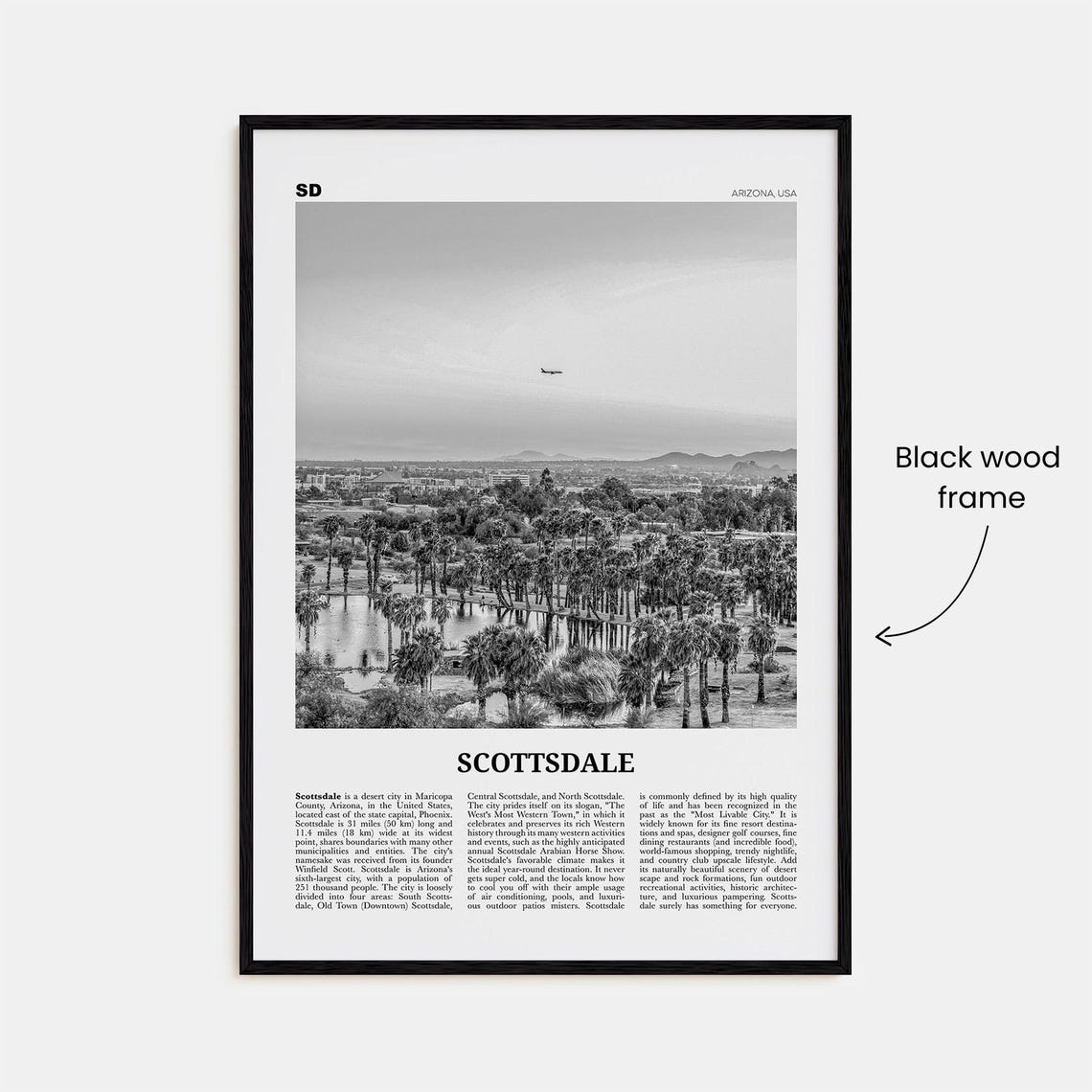 Scottsdale Black and White Travel Poster - Image 3