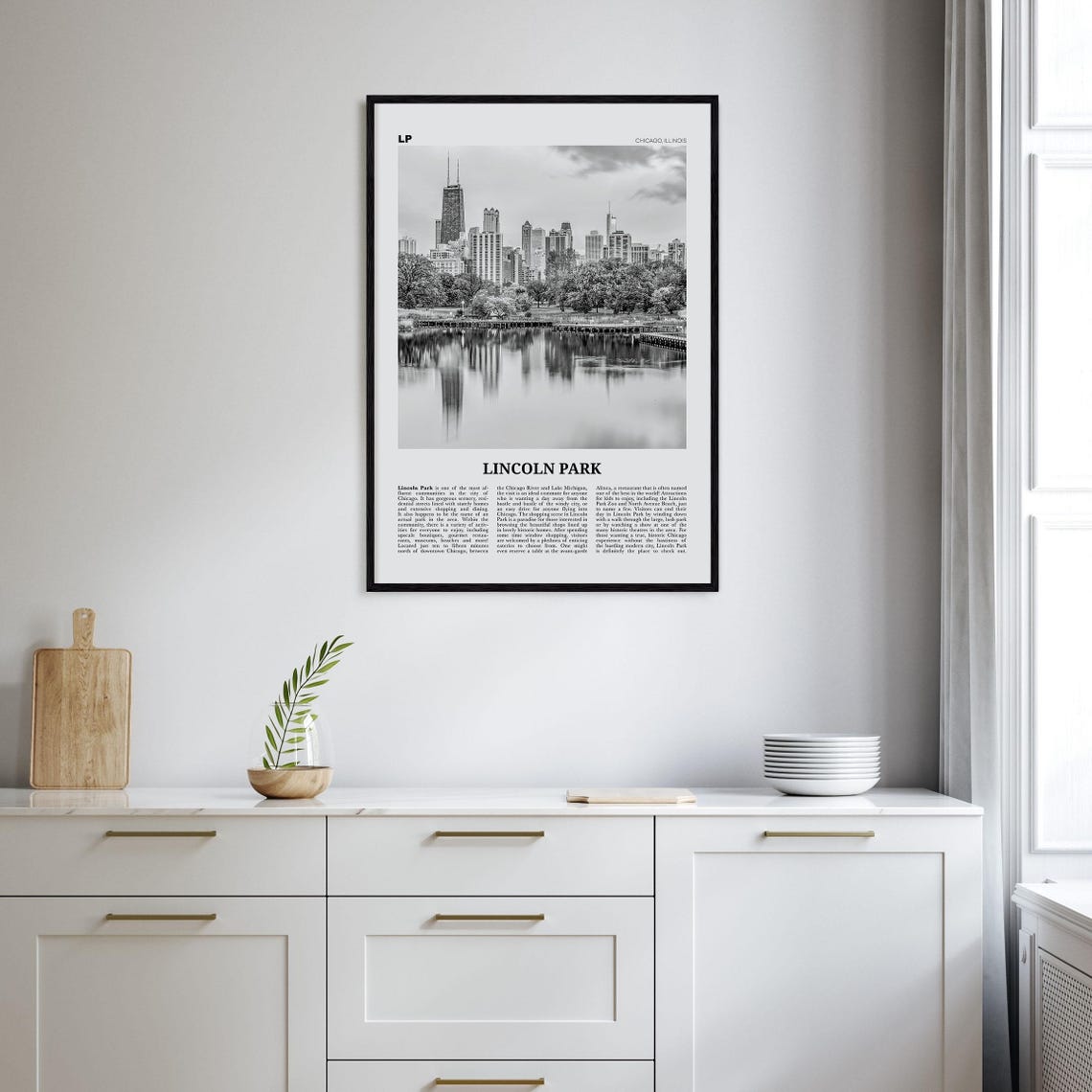 Lincoln Park Black and White Travel Poster, Chicago - Image 2