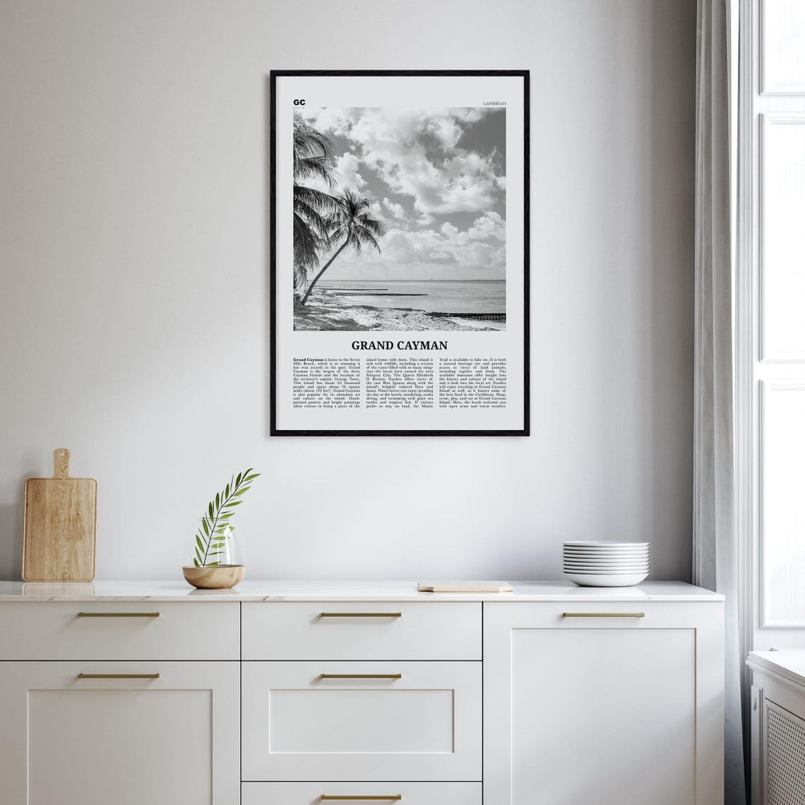 Grand Cayman Black and White Travel Poster, Caribbean - Image 2