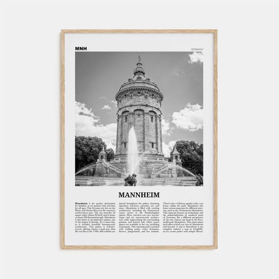 Mannheim Black and White Map Art Print, Germany