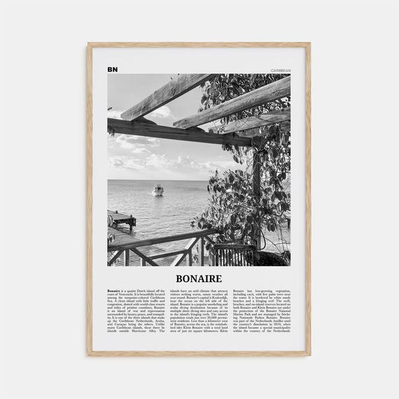 Bonaire Black and White Wall Art, Kralendijk Poster